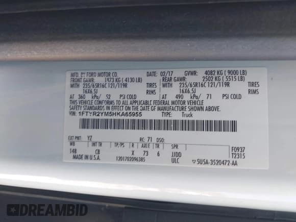 ✅ 2017 Ford Transit • VIN: 1FTYR2YM5HKA65955 • Лот: 42188818. Опубликован ранее на IAAI с пробегом Не указан. Бесплатный доступ к архиву аукционных продаж из США и подробный отчёт об истории автомобиля на DreamBid. Изображение 9.