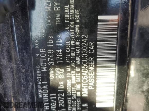 2012 Hyundai Veloster w/Red Int z VIN KMHTC6AD5CU030242, wystawiony jako Copart lot #83016604 z przebiegiem 142 555 mil mil oraz Szkoda całkowita • Salvage title. Historia ofert i sprzedaży dostępna na DreamBid. Obrazek 12.