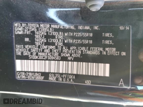 ✅ 2015 Toyota Sienna Limited Premium • VIN: 5TDDK3DC2FS094583 • Lot: 85724285. Wystawiony na Copart z przebiegiem 194 199 mil. Bezpłatny archiwum sprzedaży aukcyjnych z USA i szczegółowy raport historii pojazdu na DreamBid. Zdjęcie 13.