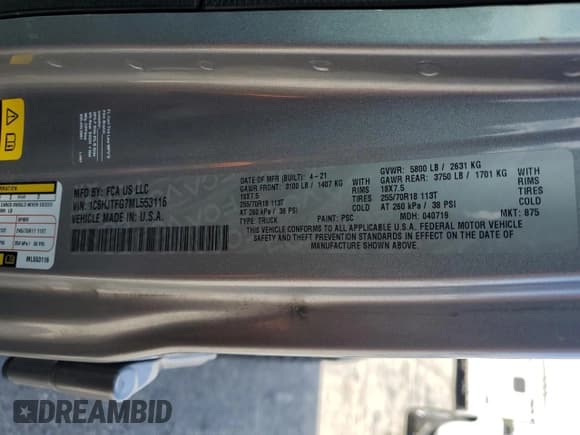 ✅ 2021 Jeep Gladiator Overland • VIN: 1C6HJTFG7ML553116 • Лот: 48115545. Опубликован ранее на Copart с пробегом 75 787 миль. Бесплатный доступ к архиву аукционных продаж из США и подробный отчёт об истории автомобиля на DreamBid. Изображение 13.