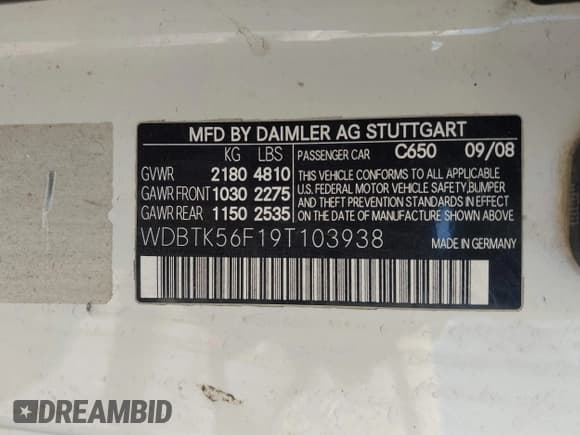 ✅ 2009 Mercedes-Benz CLK 350 • VIN: WDBTK56F19T103938 • Lot: 41409648. Wystawiony na IAAI z przebiegiem 183 203 mil. Bezpłatny archiwum sprzedaży aukcyjnych z USA i szczegółowy raport historii pojazdu na DreamBid. Zdjęcie 9.
