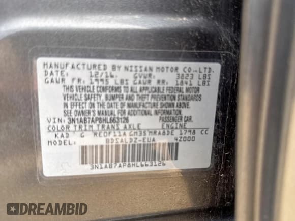 ✅ 2017 Nissan Sentra SV • VIN: 3N1AB7AP8HL663126 • Лот: 80017945. Опубликован ранее на Copart с пробегом 108 274 миль. Бесплатный доступ к архиву аукционных продаж из США и подробный отчёт об истории автомобиля на DreamBid. Изображение 10.