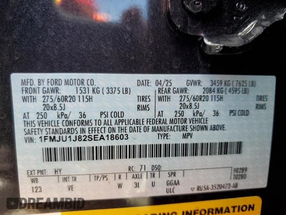 ✅ 2025 Ford Expedition Active • VIN: 1FMJU1J82SEA18603 • Lot: 67909715. Wystawiony na Copart z przebiegiem 6 155 mil. Bezpłatny archiwum sprzedaży aukcyjnych z USA i szczegółowy raport historii pojazdu na DreamBid. Zdjęcie 14.