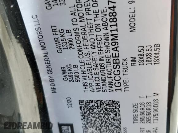 ✅ 2021 Chevrolet Colorado 2WD Work Truck • VIN: 1GCGSBEA9M1188474 • Лот: 66112204. Опубликован ранее на Copart с пробегом 88 382 миль. Бесплатный доступ к архиву аукционных продаж из США и подробный отчёт об истории автомобиля на DreamBid. Изображение 12.