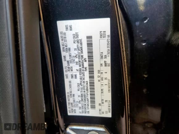 ✅ 2015 Ford Escape S • VIN: 1FMCU0F71FUB93343 • Lot: 93018125. Wystawiony na Copart z przebiegiem 112 342 mil. Bezpłatny archiwum sprzedaży aukcyjnych z USA i szczegółowy raport historii pojazdu na DreamBid. Zdjęcie 12.