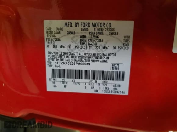 ✅ 2006 Ford Ranger XLT • VIN: 1FTZR45E36PA05539 • Lot: 82653835. Wystawiony na Copart z przebiegiem 152 652 mil. Bezpłatny archiwum sprzedaży aukcyjnych z USA i szczegółowy raport historii pojazdu na DreamBid. Zdjęcie 12.