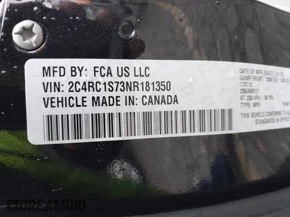 ✅ 2022 Chrysler Pacifica Hybrid Limited • VIN: 2C4RC1S73NR181350 • Лот: 43667865. Опубликован ранее на IAAI с пробегом 51 712 миль. Бесплатный доступ к архиву аукционных продаж из США и подробный отчёт об истории автомобиля на DreamBid. Изображение 9.