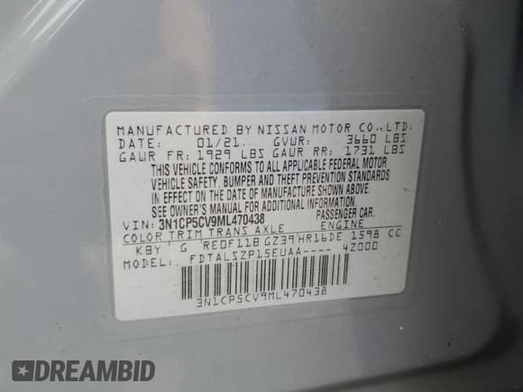 ✅ 2021 Nissan Kicks SV • VIN: 3N1CP5CV9ML470438 • Lot: 82493035. Wystawiony na Copart z przebiegiem 91 267 mil. Bezpłatny archiwum sprzedaży aukcyjnych z USA i szczegółowy raport historii pojazdu na DreamBid. Zdjęcie 12.