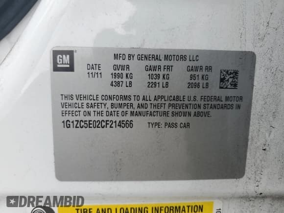 ✅ 2012 Chevrolet Malibu 1LT • VIN: 1G1ZC5E02CF214566 • Lot: 79525494. Listed on Copart with 90,519 mi. Free auction sales archive from the USA and detailed vehicle history report at DreamBid. Image 14.