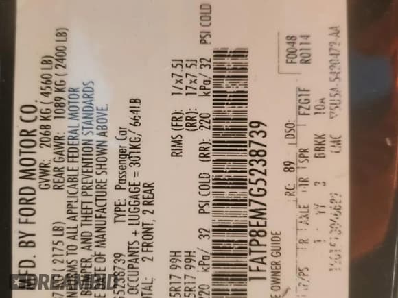 ✅ 2016 Ford Mustang V6 • VIN: 1FATP8EM7G5238739 • Lot: 90498295. Listed on Copart with 87,250 mi. Free auction sales archive from the USA and detailed vehicle history report at DreamBid. Image 12.