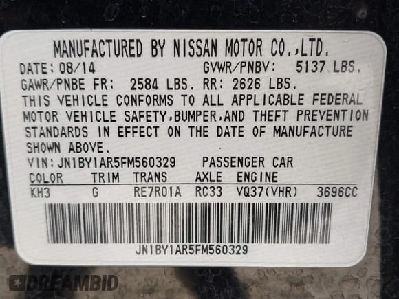 ✅ 2015 Infiniti Q70 • VIN: JN1BY1AR5FM560329 • Лот: 41875638. Опубликован ранее на IAAI с пробегом 96 081 миль. Бесплатный доступ к архиву аукционных продаж из США и подробный отчёт об истории автомобиля на DreamBid. Изображение 9.