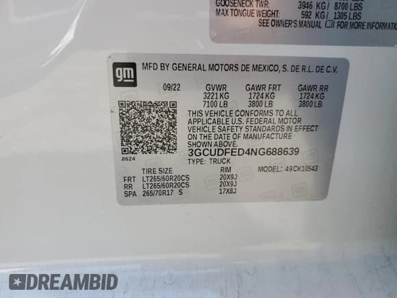 ✅ 2022 Chevrolet Silverado 1500 LT Trail Boss • VIN: 3GCUDFED4NG688639 • Lot: 63637445. Wystawiony na Copart z przebiegiem 28 369 mil. Bezpłatny archiwum sprzedaży aukcyjnych z USA i szczegółowy raport historii pojazdu na DreamBid. Zdjęcie 12.