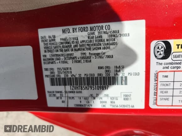 ✅ 2009 Ford Mustang GT • VIN: 1ZVHT85H795109897 • Lot: 64813875. Wystawiony na Copart z przebiegiem 97 313 mil. Bezpłatny archiwum sprzedaży aukcyjnych z USA i szczegółowy raport historii pojazdu na DreamBid. Zdjęcie 13.