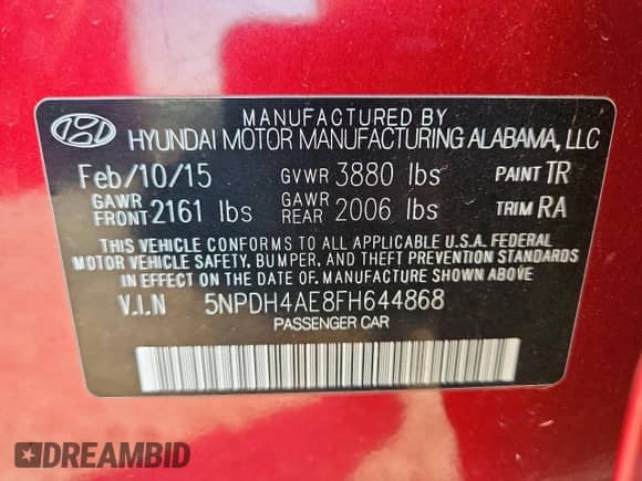 2015 Hyundai Elantra SE z VIN 5NPDH4AE8FH644868, wystawiony jako Copart lot #80534925 z przebiegiem 115 590 mil mil oraz Szkoda całkowita • Salvage title. Historia ofert i sprzedaży dostępna na DreamBid. Obrazek 12.