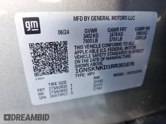2024 Chevrolet Tahoe LT z VIN 1GNSKNKD1RR301876, wystawiony jako Copart lot #81213415 z przebiegiem 25 392 mil mil oraz Szkoda całkowita • Salvage title. Historia ofert i sprzedaży dostępna na DreamBid. Obrazek 13.