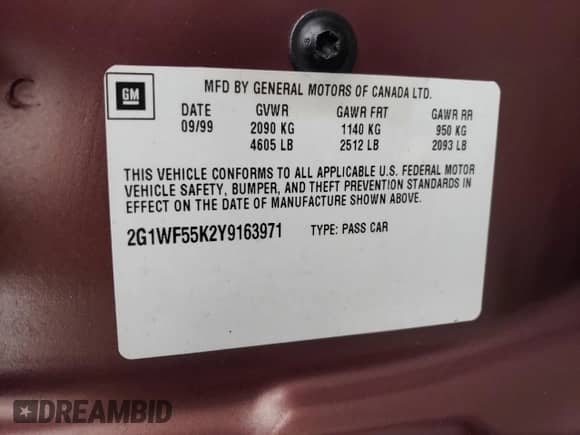 2000 Chevrolet Impala с VIN 2G1WF55K2Y9163971, выставлен на аукционе Copart как лот 47093875 с пробегом 65 951 миль миль и Списание • Salvage title. История ставок и продаж доступна на DreamBid. Изображение 13.