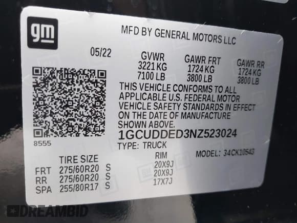 ✅ 2022 Chevrolet Silverado 1500 LT • VIN: 1GCUDDED3NZ523024 • Lot: 43111880. Listed on IAAI with 49,179 mi. Free auction sales archive from the USA and detailed vehicle history report at DreamBid. Image 9.