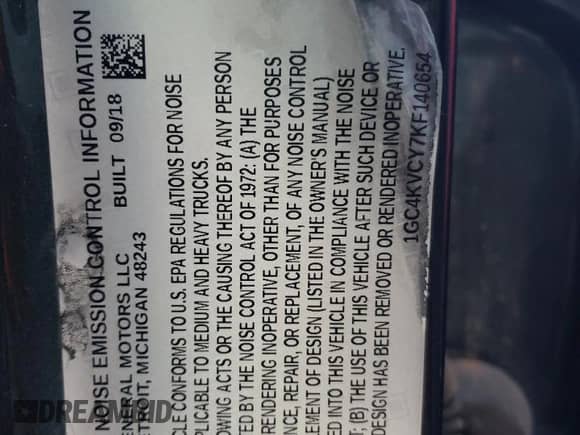 2019 Chevrolet Silverado 3500HD Work Truck с VIN 1GC4KVCY7KF140654, выставлен на аукционе Copart как лот 41567975 с пробегом 126 180 миль миль и Списание • Salvage title. История ставок и продаж доступна на DreamBid. Изображение 12.