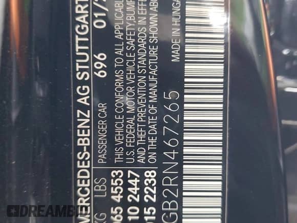 2024 Mercedes-Benz CLA 250 с VIN W1K5J4GB2RN467265, выставлен на аукционе Copart как лот 79570724 с пробегом 5 689 миль миль и Списание • Salvage title. История ставок и продаж доступна на DreamBid. Изображение 13.