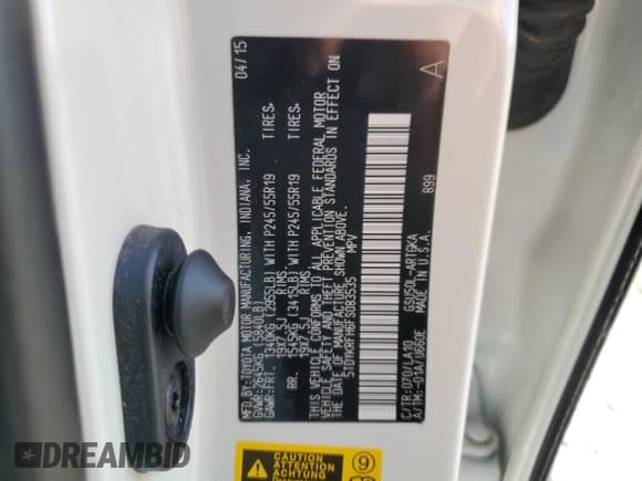 ✅ 2015 Toyota Highlander Limited • VIN: 5TDYKRFH6FS083535 • Lot: 84465525. Wystawiony na Copart z przebiegiem 61 970 mil. Bezpłatny archiwum sprzedaży aukcyjnych z USA i szczegółowy raport historii pojazdu na DreamBid. Zdjęcie 14.