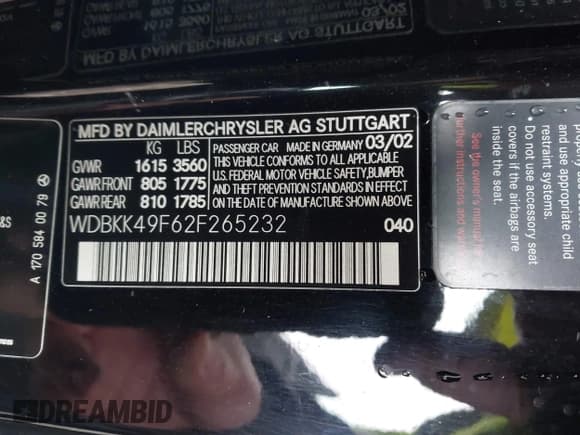 ✅ 2002 Mercedes-Benz SLK 230 Kompressor • VIN: WDBKK49F62F265232 • Lot: 41847375. Wystawiony na IAAI z przebiegiem 97 725 mil. Bezpłatny archiwum sprzedaży aukcyjnych z USA i szczegółowy raport historii pojazdu na DreamBid. Zdjęcie 9.