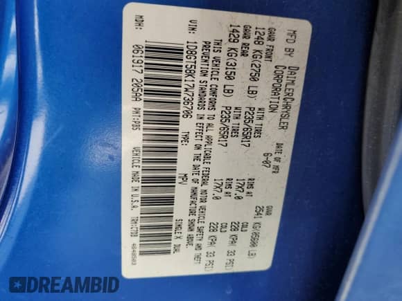 2007 Dodge Nitro SLT с VIN 1D8GT58K17W736706, выставлен на аукционе Copart как лот 76748134 с пробегом 147 983 миль миль и Списание • Salvage title. История ставок и продаж доступна на DreamBid. Изображение 14.