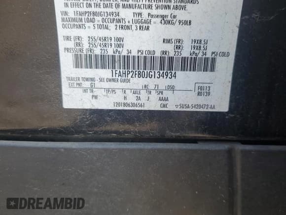 ✅ 2018 Ford Taurus Limited • VIN: 1FAHP2F80JG134934 • Lot: 80687425. Listed on Copart with 141,497 mi. Free auction sales archive from the USA and detailed vehicle history report at DreamBid. Image 12.