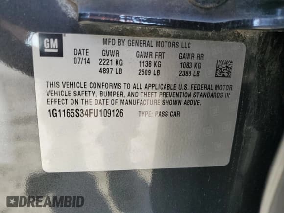 ✅ 2015 Chevrolet Impala LTZ • VIN: 1G1165S34FU109126 • Лот: 70253524. Опубликован ранее на Copart с пробегом 239 088 миль. Бесплатный доступ к архиву аукционных продаж из США и подробный отчёт об истории автомобиля на DreamBid. Изображение 12.