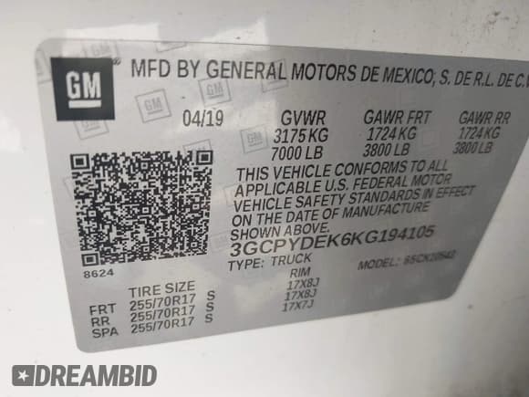 ✅ 2019 Chevrolet Silverado 1500 LT • VIN: 3GCPYDEK6KG194105 • Lot: 43062182. Wystawiony na IAAI z przebiegiem 78 601 mil. Bezpłatny archiwum sprzedaży aukcyjnych z USA i szczegółowy raport historii pojazdu na DreamBid. Zdjęcie 9.