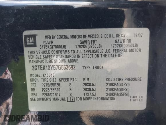 ✅ 2007 GMC Sierra 1500 • VIN: 3GTEK13Y57G553692 • Лот: 42605838. Опубликован ранее на IAAI с пробегом 221 736 миль. Бесплатный доступ к архиву аукционных продаж из США и подробный отчёт об истории автомобиля на DreamBid. Изображение 9.