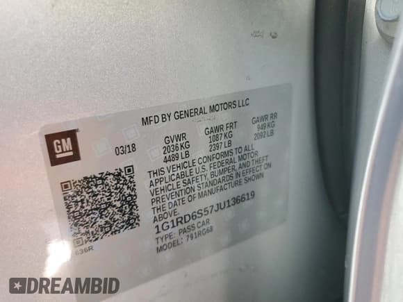 ✅ 2018 Chevrolet Volt Premier • VIN: 1G1RD6S57JU136619 • Lot: 58865914. Wystawiony na Copart z przebiegiem Nie podano. Bezpłatny archiwum sprzedaży aukcyjnych z USA i szczegółowy raport historii pojazdu na DreamBid. Zdjęcie 12.