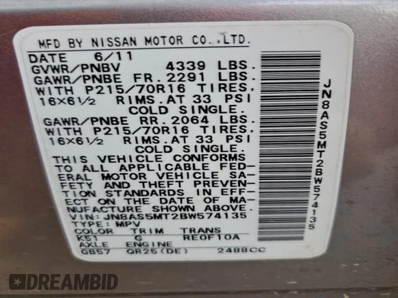 ✅ 2011 Nissan Rogue S • VIN: JN8AS5MT2BW574135 • Лот: 95095665. Опубликован ранее на Copart с пробегом 146 540 миль. Бесплатный доступ к архиву аукционных продаж из США и подробный отчёт об истории автомобиля на DreamBid. Изображение 13.