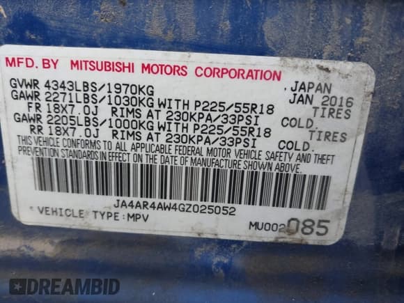 ✅ 2016 Mitsubishi Outlander SEL • VIN: JA4AR4AW4GZ025052 • Lot: 40626166. Wystawiony na IAAI z przebiegiem 142 122 mil. Bezpłatny archiwum sprzedaży aukcyjnych z USA i szczegółowy raport historii pojazdu na DreamBid. Zdjęcie 9.