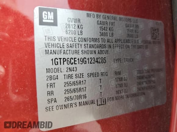 ✅ 2016 GMC Canyon 4WD SLE • VIN: 1GTP6CE19G1234285 • Lot: 70551835. Wystawiony na Copart z przebiegiem 145 186 mil. Bezpłatny archiwum sprzedaży aukcyjnych z USA i szczegółowy raport historii pojazdu na DreamBid. Zdjęcie 12.