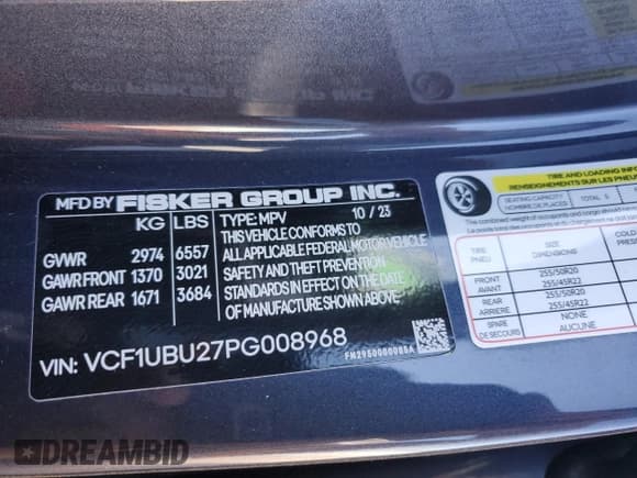✅ 2023 Fisker Ocean Ultra • VIN: VCF1UBU27PG008968 • Lot: 58032005. Wystawiony na Copart z przebiegiem Nie podano. Bezpłatny archiwum sprzedaży aukcyjnych z USA i szczegółowy raport historii pojazdu na DreamBid. Zdjęcie 13.