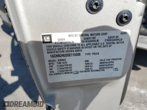 2006 Chevrolet Silverado 2500HD LT1 with VIN 1GCHK24U26E115006, listed as a Copart auction lot 68539805 with 167,364 mi miles and Salvage title. Bid and sale history available at DreamBid. Image 12.