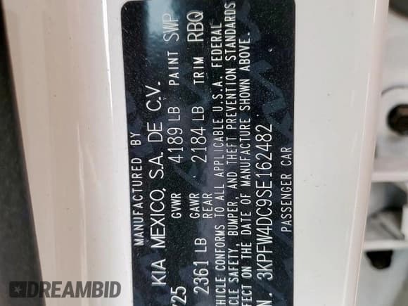 ✅ 2025 Kia K4 GT-Line Turbo • VIN: 3KPFW4DC9SE162482 • Lot: 81928815. Listed on Copart with 6,825 mi. Free auction sales archive from the USA and detailed vehicle history report at DreamBid. Image 12.