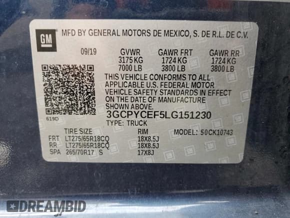 ✅ 2020 Chevrolet Silverado 1500 Custom Trail Boss • VIN: 3GCPYCEF5LG151230 • Lot: 69641974. Wystawiony na Copart z przebiegiem Nie podano. Bezpłatny archiwum sprzedaży aukcyjnych z USA i szczegółowy raport historii pojazdu na DreamBid. Zdjęcie 13.