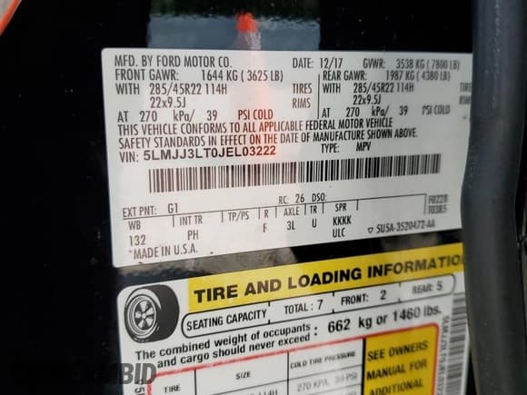 ✅ 2018 Lincoln Navigator Reserve • VIN: 5LMJJ3LT0JEL03222 • Лот: 64489405. Опубликован ранее на Copart с пробегом 89 234 миль. Бесплатный доступ к архиву аукционных продаж из США и подробный отчёт об истории автомобиля на DreamBid. Изображение 14.