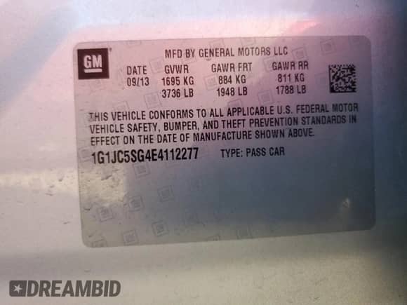 ✅ 2014 Chevrolet Sonic LT • VIN: 1G1JC5SG4E4112277 • Lot: 66877704. Wystawiony na Copart z przebiegiem 112 035 mil mil. Skorzystaj z bezpłatnego archiwum sprzedaży aukcyjnych z USA i zobacz szczegółowy raport historii pojazdu na DreamBid. Zdjęcie 12.