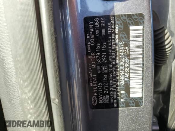 2016 Hyundai Genesis 3.8L z VIN KMHGN4JE3GU143475, wystawiony jako Copart lot #81856914 z przebiegiem 154 707 mil mil oraz Szkoda całkowita • Salvage title. Historia ofert i sprzedaży dostępna na DreamBid. Obrazek 12.