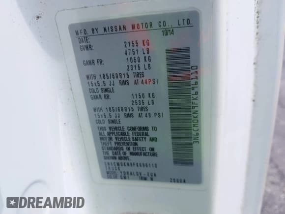 ✅ 2015 Nissan NV200 S • VIN: 3N6CM0KN9FK696110 • Лот: 41694807. Опубликован ранее на IAAI с пробегом 253 714 миль. Бесплатный доступ к архиву аукционных продаж из США и подробный отчёт об истории автомобиля на DreamBid. Изображение 9.