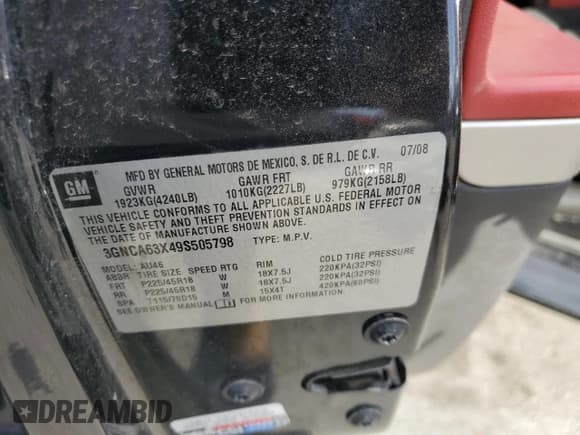 ✅ 2009 Chevrolet HHR SS • VIN: 3GNCA63X49S505798 • Lot: 82443484. Listed on Copart with 128,168 mi. Free auction sales archive from the USA and detailed vehicle history report at DreamBid. Image 14.