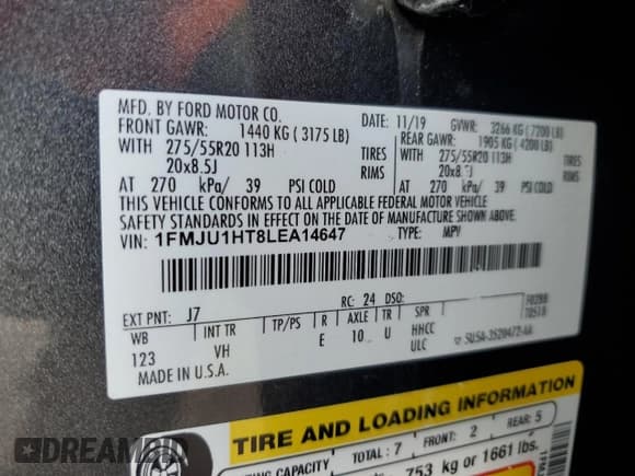 ✅ 2020 Ford Expedition XLT • VIN: 1FMJU1HT8LEA14647 • Lot: 92300725. Listed on Copart with 108,688 mi. Free auction sales archive from the USA and detailed vehicle history report at DreamBid. Image 13.