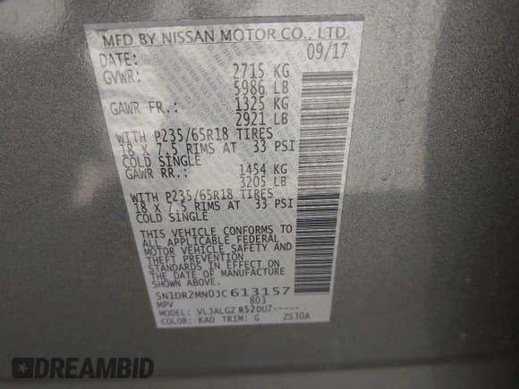 ✅ 2018 Nissan Pathfinder S • VIN: 5N1DR2MN0JC613157 • Лот: 42074018. Опубликован ранее на IAAI с пробегом 147 840 миль. Бесплатный доступ к архиву аукционных продаж из США и подробный отчёт об истории автомобиля на DreamBid. Изображение 9.