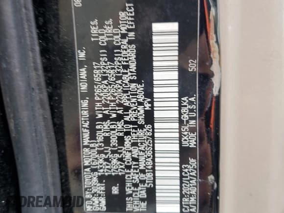 ✅ 2006 Toyota Sequoia Limited • VIN: 5TDBT48A36S257826 • Lot: 91917395. Listed on Copart with 192,684 mi. Free auction sales archive from the USA and detailed vehicle history report at DreamBid. Image 14.