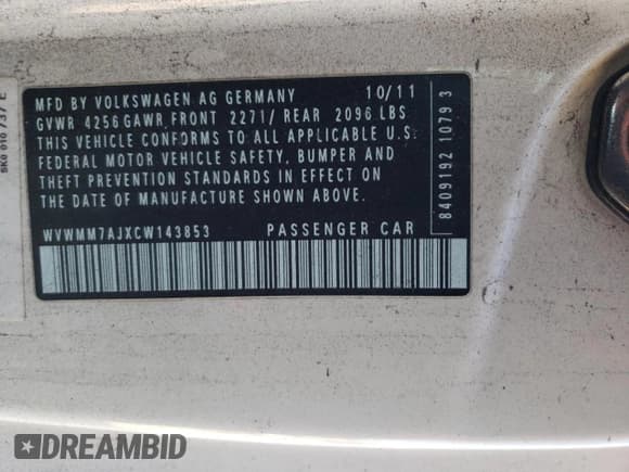 ✅ 2012 Volkswagen Golf TDI • VIN: WVWMM7AJXCW143853 • Лот: 83233494. Опубликован ранее на Copart с пробегом 173 600 миль. Бесплатный доступ к архиву аукционных продаж из США и подробный отчёт об истории автомобиля на DreamBid. Изображение 12.