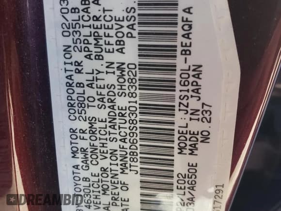 ✅ 2003 Lexus GS 300 • VIN: JT8BD69S830183820 • Lot: 73977444. Wystawiony na Copart z przebiegiem 118 874 mil. Bezpłatny archiwum sprzedaży aukcyjnych z USA i szczegółowy raport historii pojazdu na DreamBid. Zdjęcie 15.