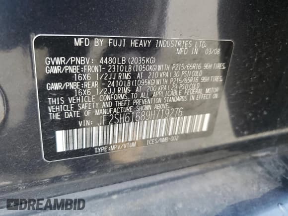 ✅ 2009 Subaru Forester X • VIN: JF2SH61689H719276 • Lot: 89777635. Wystawiony na Copart z przebiegiem 192 315 mil. Bezpłatny archiwum sprzedaży aukcyjnych z USA i szczegółowy raport historii pojazdu na DreamBid. Zdjęcie 12.