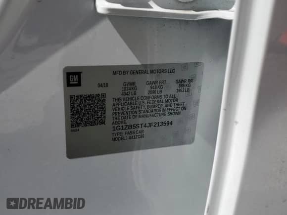 2018 Chevrolet Malibu LS z VIN 1G1ZB5ST4JF213594, wystawiony jako Copart lot #60424345 z przebiegiem 125 877 mil mil oraz Szkoda całkowita • Salvage title. Historia ofert i sprzedaży dostępna na DreamBid. Obrazek 12.